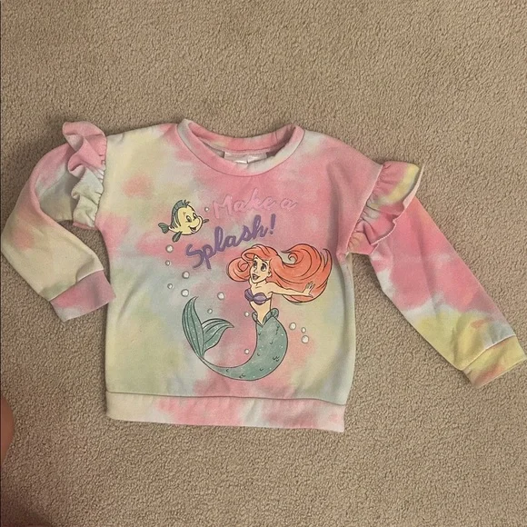 Disney Little Mermaid Kids Sweatshirt - Pink, Yellow, Green - Picture 1 of 2